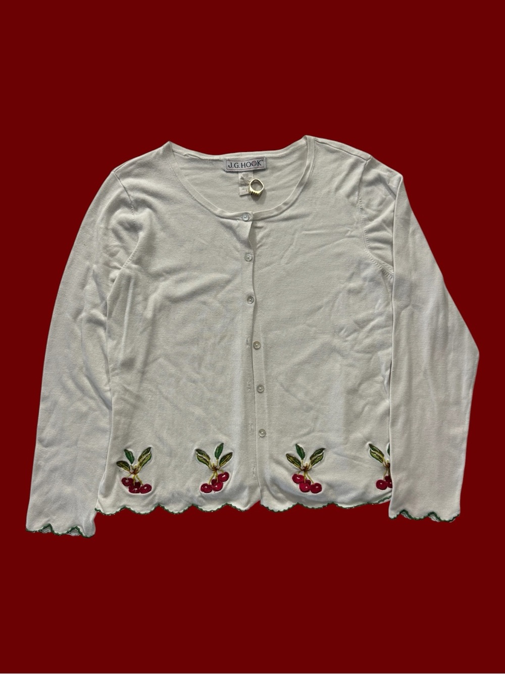 Vintage 90’s Cherries White Cardigan